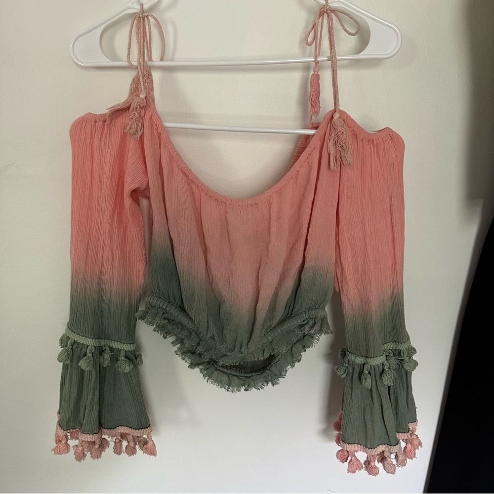 Cute Gauzy Tassel Boho Croptop with Bell Sleeves 🏜️